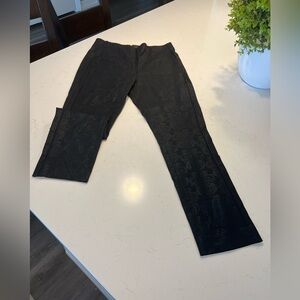 Anthropologie The Essential Pants Size 8 Black Floral Foil Tuxedo Stretch Skinny
